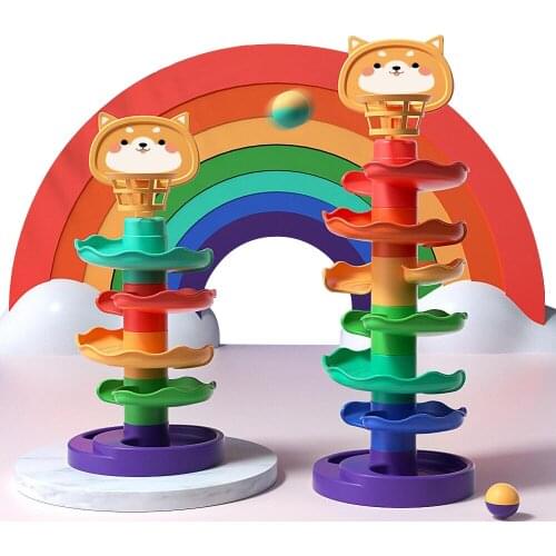 Childrens Educational Rainbow Skating Ball Shooting Early Education Toy Orbital Ball Zhuan Zhuan Le Assembled Toy Gift