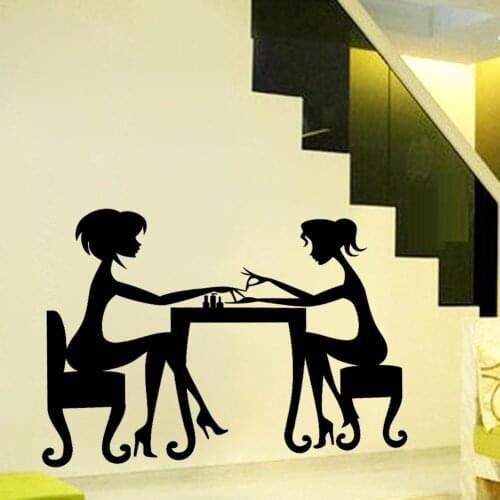 Two beautiful girl friend modern women home decor wall sticker girls bedroom living room nail shop decoration mural art stickers