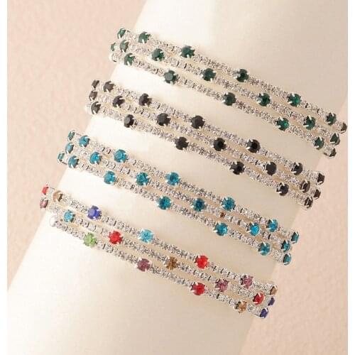 European and American Womens Jewelry Popular Temperament Full of Diamonds Bracelets Multi-color Diamond Bracelets for Women