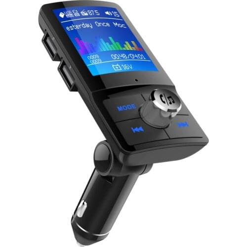 Konrisa Multi Language FM Transmitter Bluetooth Handsfree Car Kit Aux Input Colorful Screen MP3 Player Support TF Card U-disk