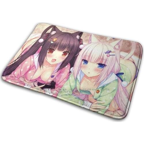 Chocola & Vanilla Bedtime Uwu Mat Rug Carpet Anti-Slip Bedroom Entrance Door Mat Cute Waifu Anime Manga Funny Cool Lewd Oppai