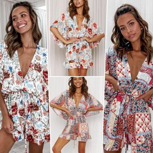 Plus Size Summer Overalls Women Jumpsuit Summer V Neck Party Club Loose Trousers Romper Sexy Elegant Bodysuit Beach Streetwear