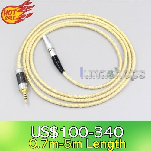 LN006523 3.5mm 2.5mm 4.4mm 4 Core 99.99% Pure Silver + Gold Plated Earphone Braided Cable For AKG K812 K872 Reference Headphone