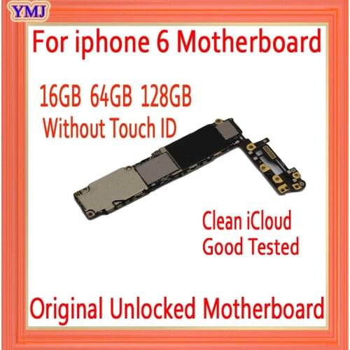 With IOS System for iphone 6 4.7inch Motherboard without Touch ID,Original unlocked for iphone 6 Logic board 16GB 64GB 128GB