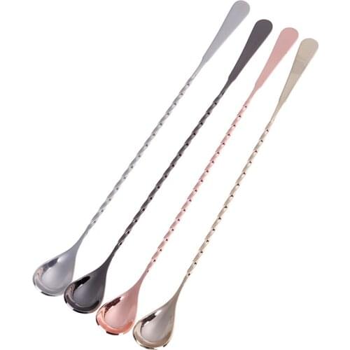 Long handle mixing spoon stainless steel bar cocktail spoon twisted handle