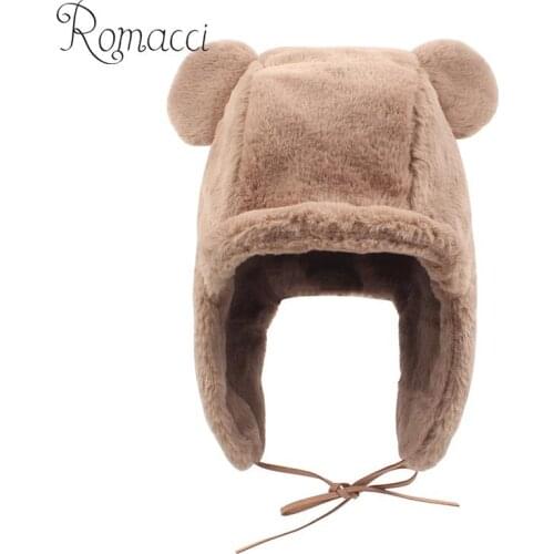 Fashion Women Cute Plush Puppy Ear Hat Winter Warm Hat Kawaii Faux Fur Bear Ear Cap Soft Beret Protectors Hats 2019 New Arrival