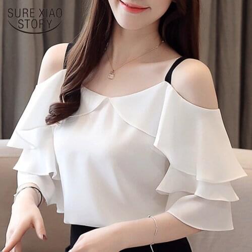 Blusas mujer de moda 2019 womens tops and blouses chiffon blouse Hanging bandwidth is thin and thin womens clothing 3571 50