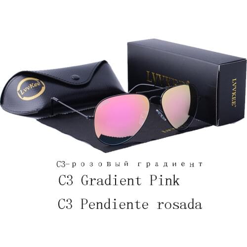 Lvvkee famous Brand Glass lenses women/men Pilot sunglasses Gradient lens Blue green red pink retro 62MM Large frame lunette