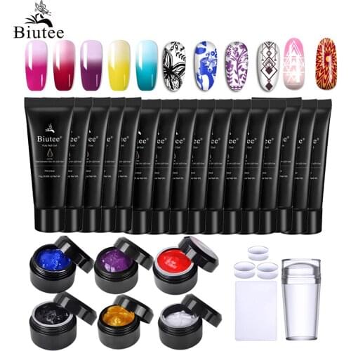 Biutee Acrlic BIUTEE Poly Nail gel Thermal Extension Poly Polish Gel Kit UV Building Gels Polish Nail Stamping Gel Polish Buider
