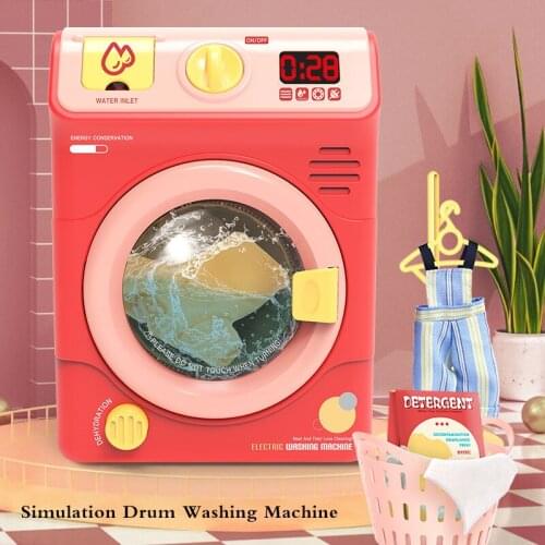 Childrens Washing Machine Toy Set Montessori Pretend Play Electronic Mini Drum Can Rotate kinetic Energy With Water Girls Gift