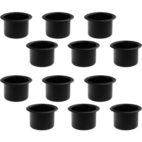 Set of 12 Black Recessed Alloy Cup Holder Drink Holder for Boat Car Marine Rv - Black, Inner Diameter: 80mm/ 3.15