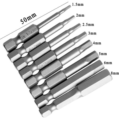 8PCS Hex Key Allen Bit Set Quick Change Connect Impact Driver Power Drill Metric Garden Power Tools Accessories Parts Drilling