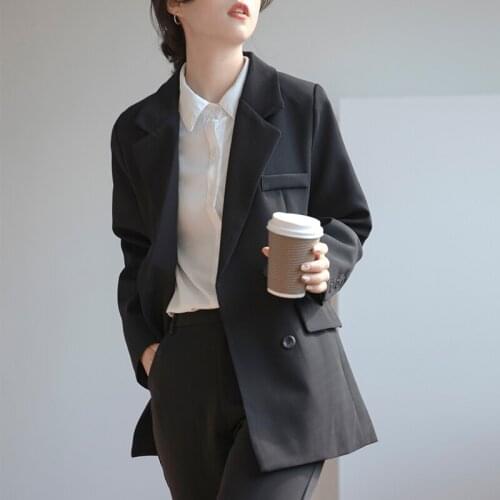 New Womens Suits 2021 Autumn Fashion Fried Street Black Long-sleeved Professional Senior Jacket Manteau Femme