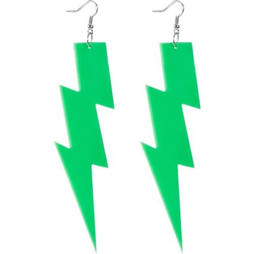SOHOT New Fluorescence Colorful Lightning Shape Women Long Drop Earrings Minimalist Punk Style Jewelry Bijoux For Party Gift