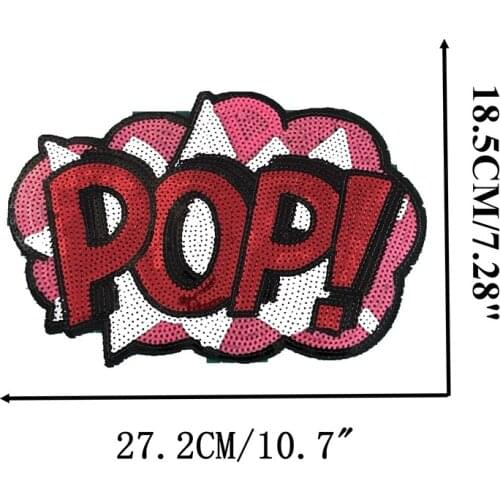New Sequin pop Pathes iron on patch for Clothes sequins Letter Embroidery Appliques DIY sewing Decals