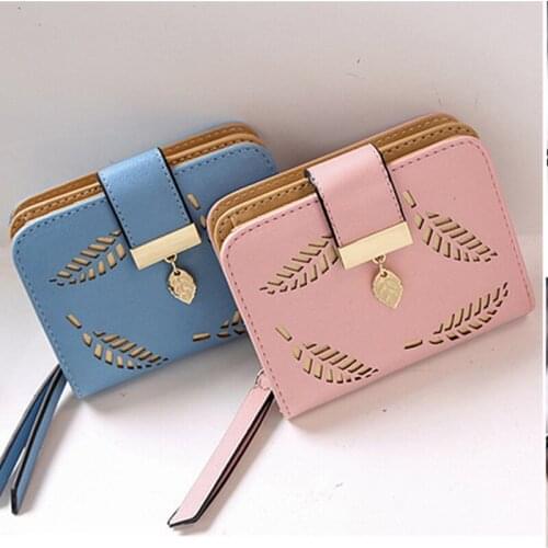 Local Stock New Women Floral Hollow Out Short Wallet Leather Small Clutch Purse Card Holders Hot