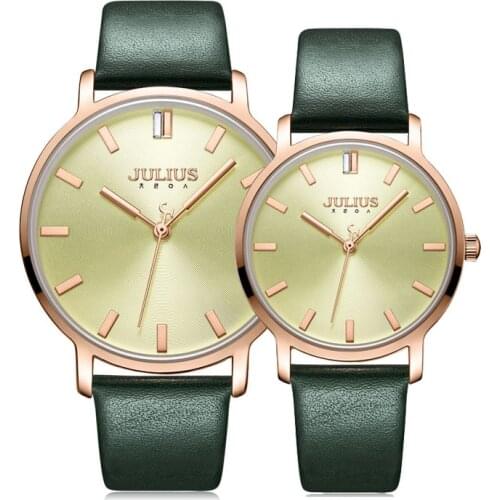 New Thin Julius Mens Watch Womens Watch Couple Lovers' Clock Fashion Hours Real Leather Simple Boy Girls Birthday Gift Box