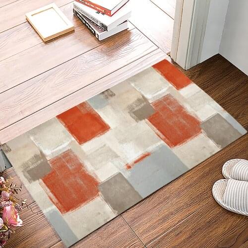 Orange-Red Scribble Paint Graffiti Texture Doormat Home Entrance Anti-Slip Mat Carpet for Room Bedroom Home Kitchen Doormat