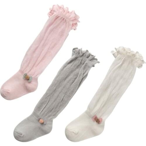 1-3Y Baby Girls 1 Pair Cute Cotton Over Knee Socks Children Infant Newborn Butterfly Ruffle Princess Thin Breathable Socks