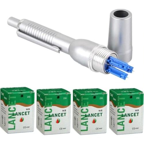 Stainless steel lancing pen lancet point pen cupping bloodletting pen acupuncture massage with 4 boxes lancet needle