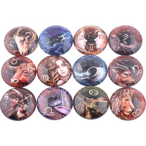 Mixed vintage zodiac constellation photo glass cabochon 12mm 20mm 25mm 30mm diy flatback jewelry making craft