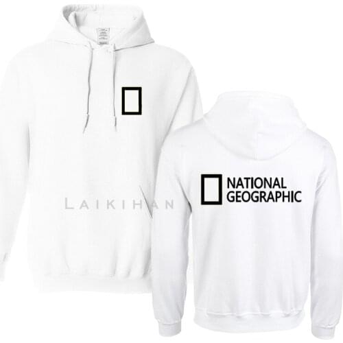 Harajuku Hoodie Men Streetwear National Geographic Logo Print Hoodies Tops Pullover mens hoody Hooded Sweatshirt clothes