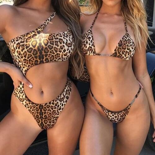 Women Leopard Bikini Set Swimming Two Piece Swimwear Beach Suit Swimsuit Women Beachwear Bikinis 2019 Mujer Summer Biquini C123