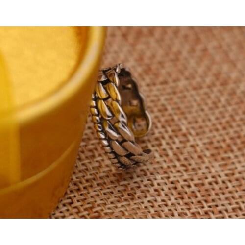 Vintage Lady Ring 925 Sterling Silver Jewelry Chain Beads Korean Version Thai Silver Open Ring Silver Allied Express