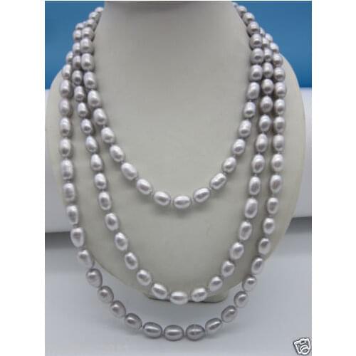 10-12MM NATURAL SOUTH SEA GENUINE GRAY PEARL NECKLACE earring gift