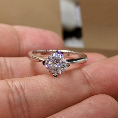 14K Au585 White Gold Women Wedding Party Engagement Ring 1 2 3 4 5 Carat Round Heart Moissanite Diamond Ring Elegant Classic