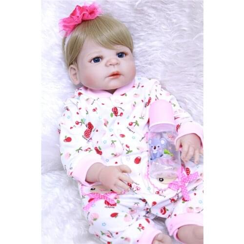 22" lifelike girl doll reborn full body silicone reborn dolls for children birthday gift bath toy bebe real bonecas reborn