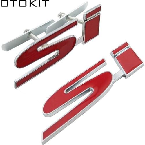 3D Auto Car Styling SI Logo Metal Badge Chrome Sticker Front Grille Emblem For Honda Civic Accord Automobile Accessories