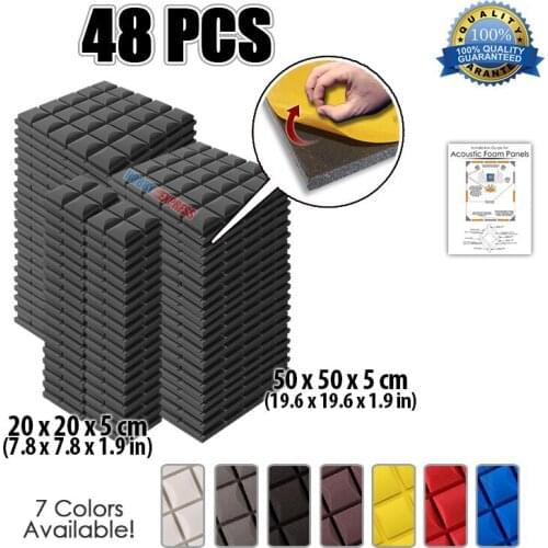 Arrowzoom 48 pcs Self-Adhesive Hemisphere Grid Studio Foam Tile Acoustic Soundproof Panel 19.6*19.6*1.9" or 7.8*7.8*1.9" KK1056