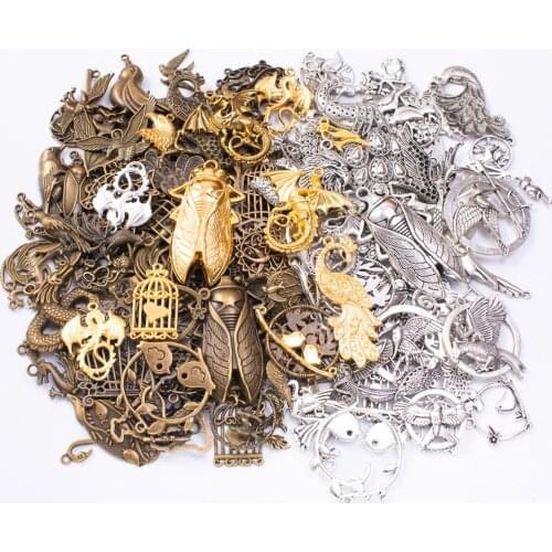 DIY 50g 100g Mixed Insects Butterfly Metal Charms Pendants Flying Animals Antique Bracelets Necklace for Jewelry Components Kit