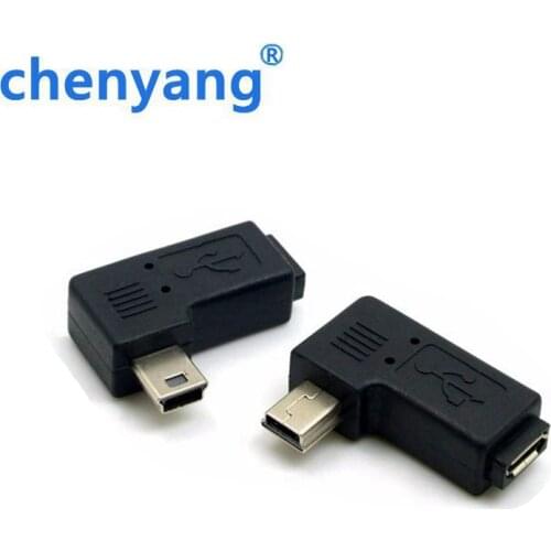 90 Degree Left & Right Angled Mini USB 5pin Male to Micro USB Female Data Sync Power Adapter