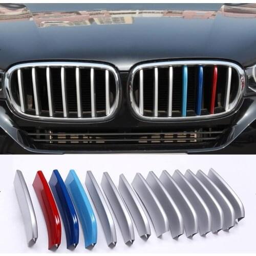 ABS Chrome Car Head Front Grille Decoration Sequins Trim 14pcs For BMW X5 X6 F16 F15 2014-2017