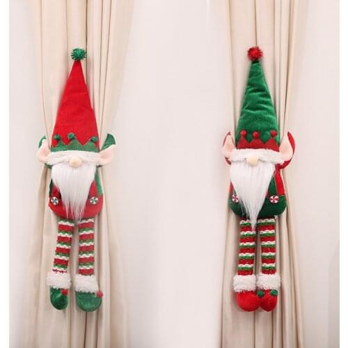 BalleenShiny New Christmas Decorations Three-dimensional Elf Doll Faceless Doll Curtain Button Home Curtain Dress Up Props