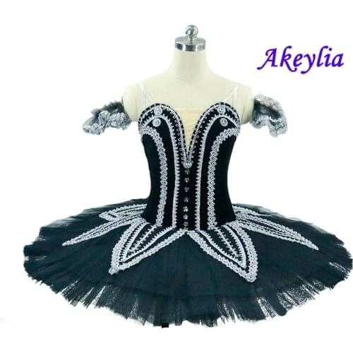 Free Shipping Girls Black White Nutcracker Performance Classical Costume Women Pancake Professional Ballet Tutus for Girls
