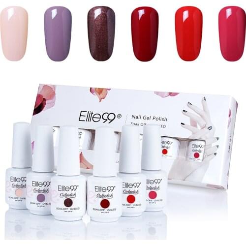 Elite99 6 pieces/lot Pure Color Gel Nail Polish Semi Permanent Enamel Lacquer Nail Gel Varnish With Gift Box Nail Art Manicure