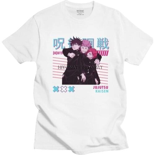 Mens Student Sorcerers Jujutsu Kaisen T Shirts Short-Sleeve Cotton Tshirt Fashion T-shirt Leisure Sukuna Satoru Gojo Tees Tops