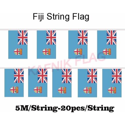 KAFNIK,5 meters 20 faces 14*21CM Fiji String Flag Banner Bar For Party Decoration/World Event Carnival Decor