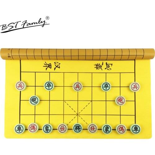 Chinese Chess Xiang Qi Emerald Chess Pieces Folding PU Chessboard No Magnetic Old Chinese Game for Kids Adult Gift BSTFAMLY C20