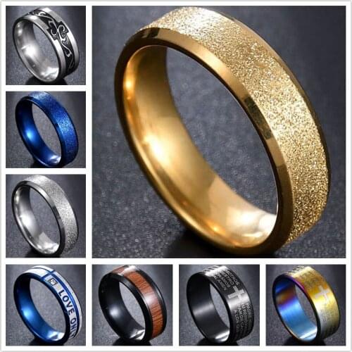 Titanium Steel Jesus Cross Rings For Women Men Frosted Black Blue Wood Color Dragon Ring I Love You Jewelry Gift For Boy