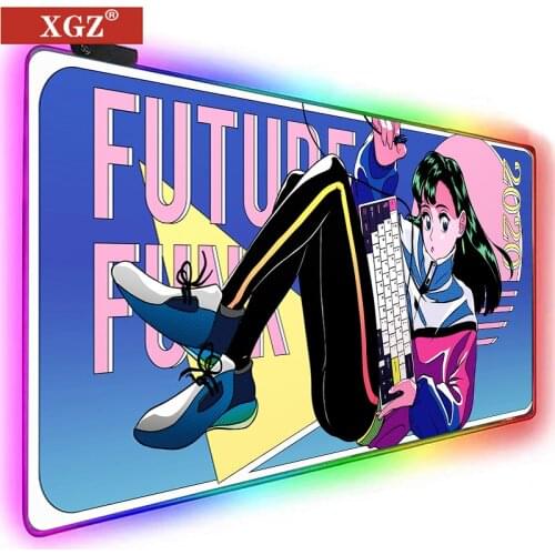 XGZ Anime Cute Little Clear Student Big Mouse Pad LED RGB Decoration Game PC Computer Keyboard Carpet Non-slip 400x900mm Player