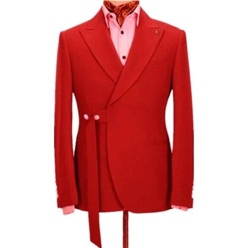 Handsome Two Buttons Groomsmen Peak Lapel Groom Tuxedos Wedding Dress Men Suits Blazer Prom Dinner (Jacket+Pants+Tie) K512