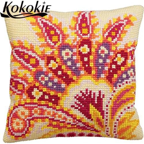 DIY 3d embroidered cushion mat handicraft 3d embroidery yarn cross stitch pillow kits needlework set cotton throw pillowcase