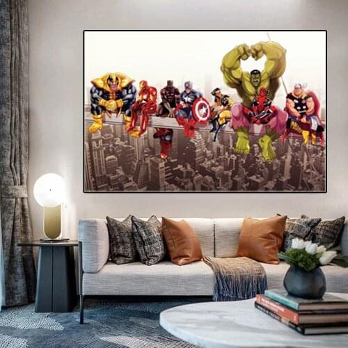 Marvel Avengers Superhero Canvas Painting Posters Funny Anime Captain America Iron Man Hulk Prints Wall Art Room Decor
