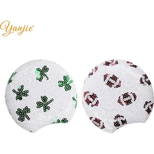 1 Pair 3.3'' Padded St Patrick Embroidery Sequins Mouse Ears DIY Hair Accessories For Women Hairband Festival Headwear Headband