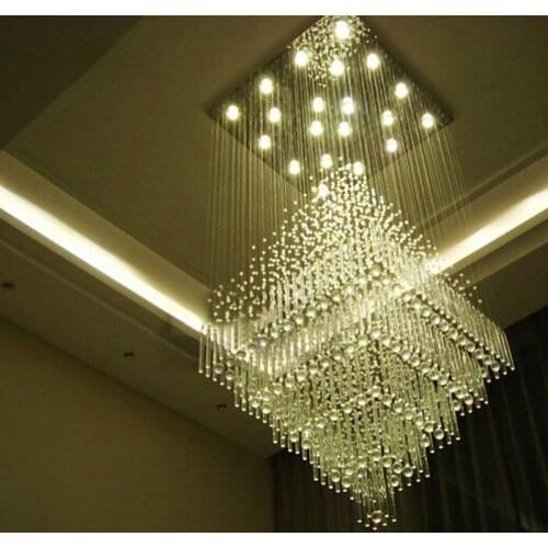 Simple modern villa staircase chandelier duplex building living room large chandelier hotel hall project crystal lamp long lamps