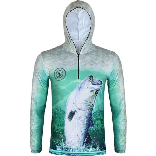 Fishing shirt UV Quickdrying Clothes Long-sleeved Ice silk Clothing Breathable Jacket One-piece hat Drift Hooded Ropa Pesca Coat